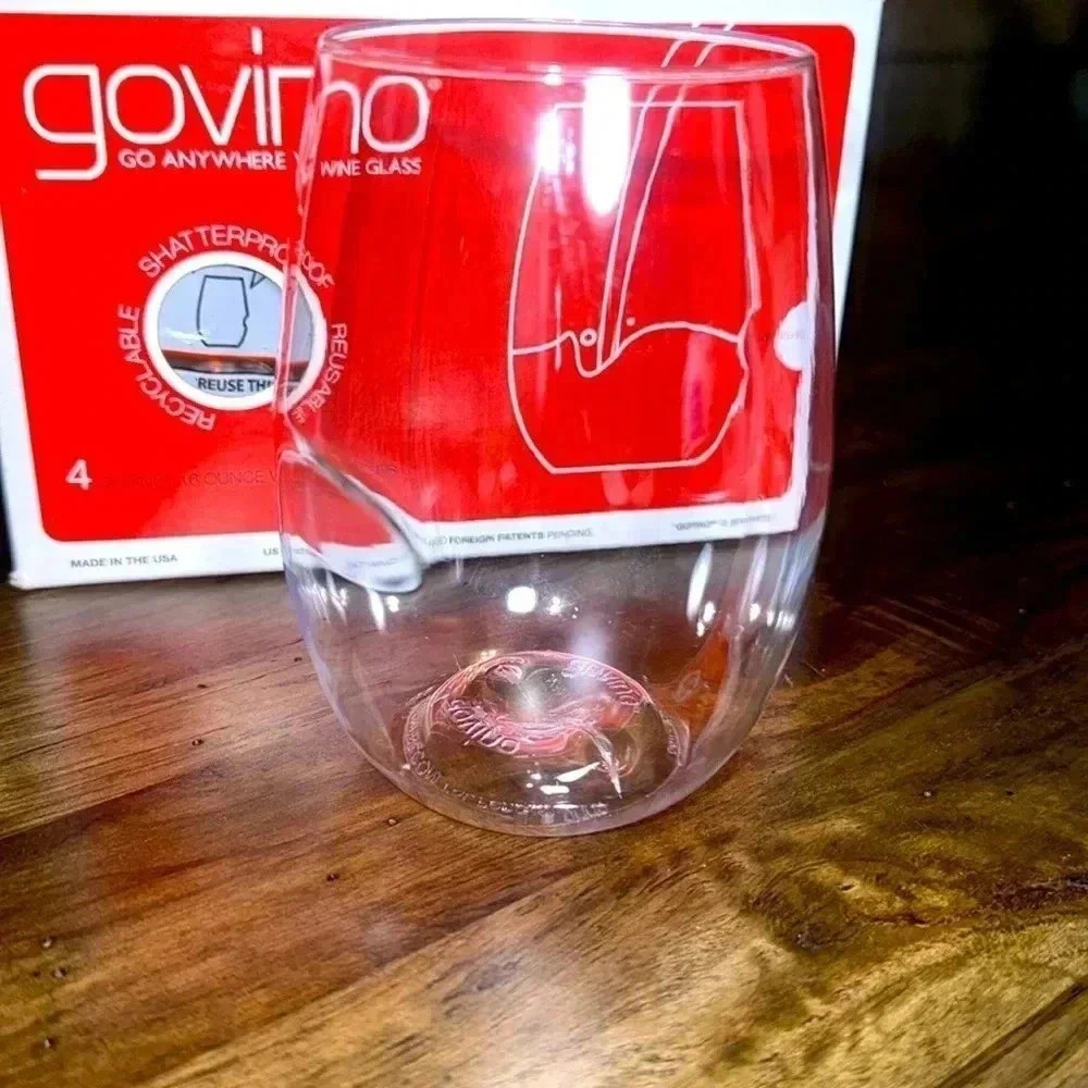 NWT Govino The Go Anywhere Wine Glass Cups Shatterproof BPA Free 16oz. Set of 4